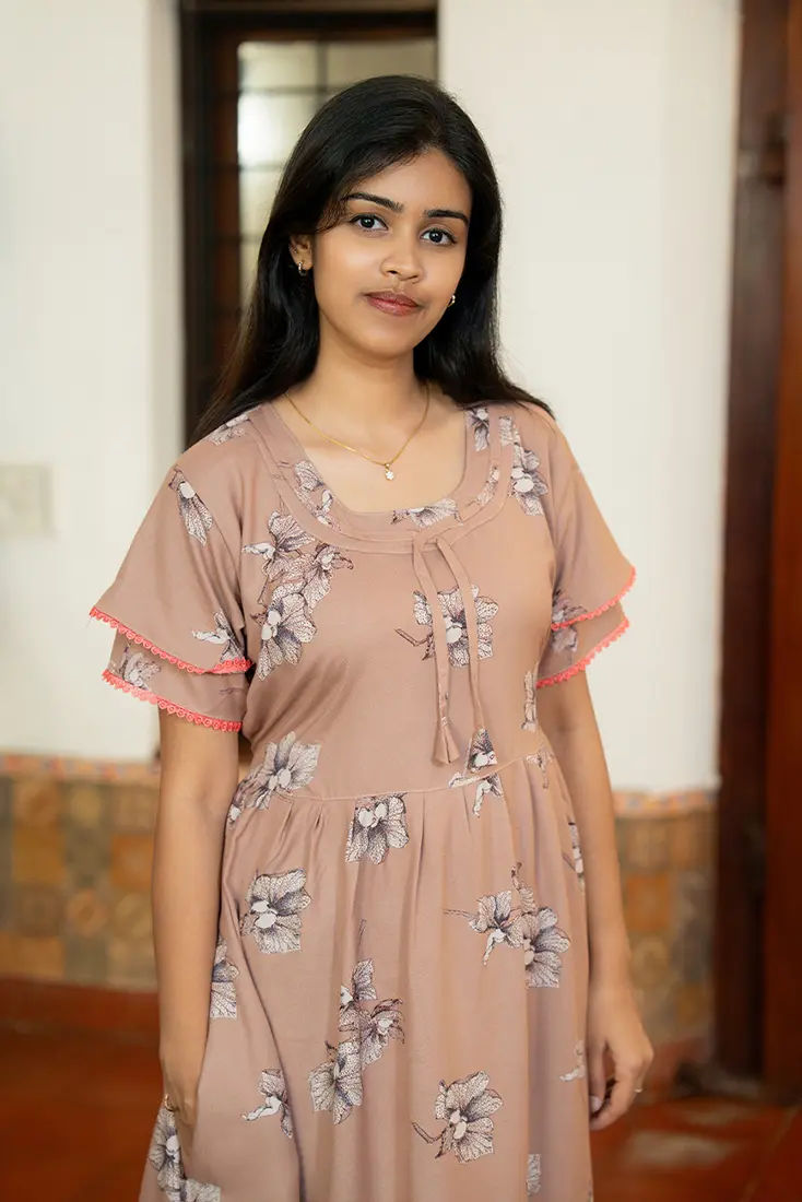                                                              NB Printed Beige Cotton Maxi                                                         