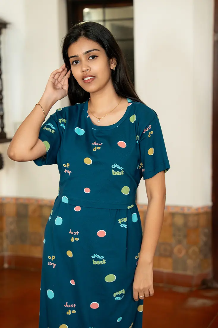                                                              NB Printed Blue Maternity Maxi                                                         