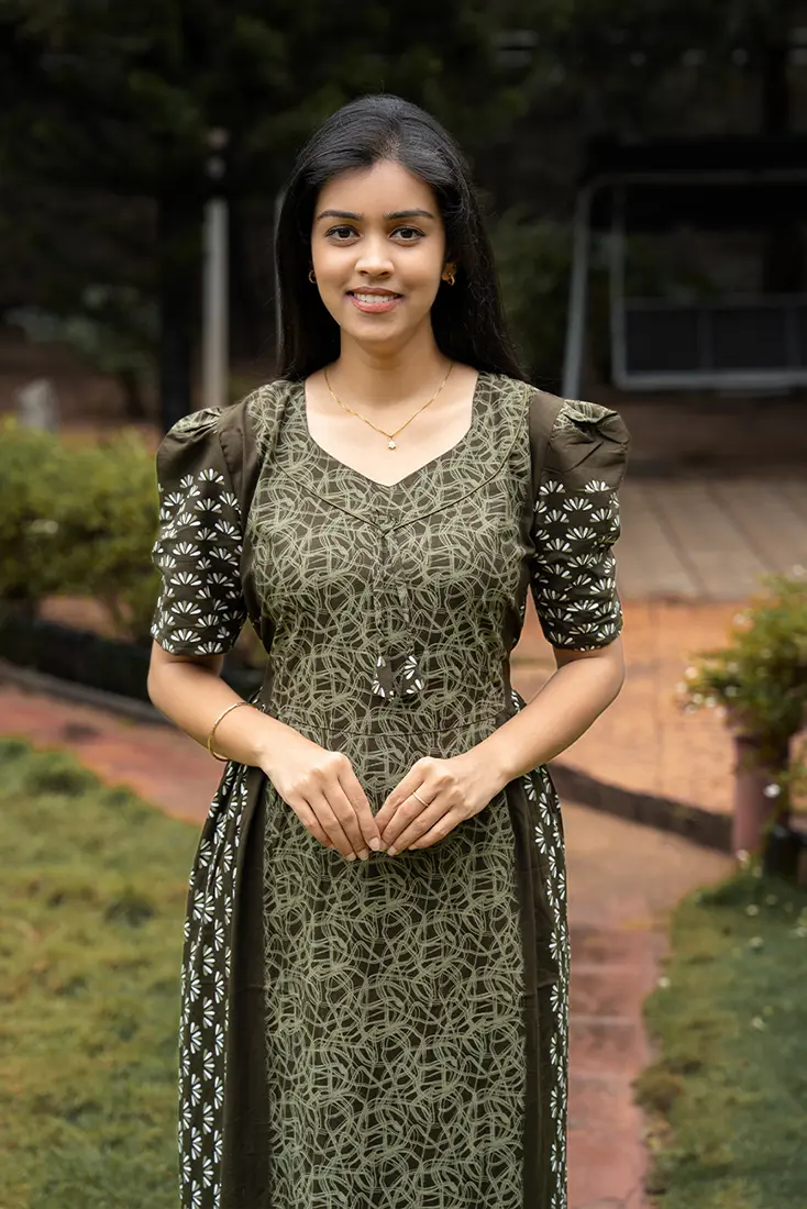                                                              NB Printed Olive Cotton Maxi                                                         