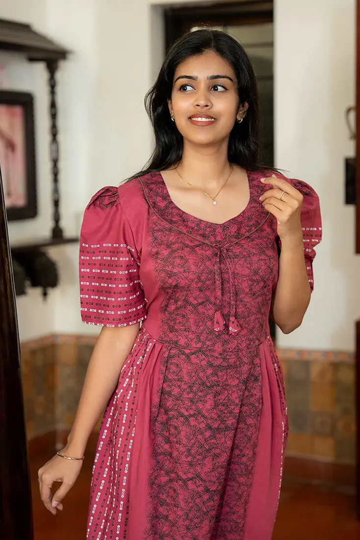                                                              NB Printed Pink Cotton Maxi                                                         