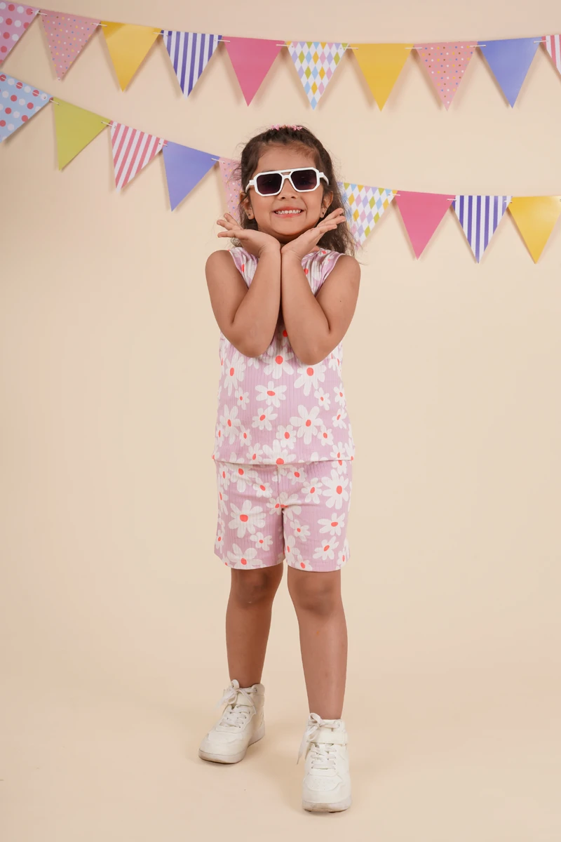 Lavender Floral Sleeveless Co-ord Set