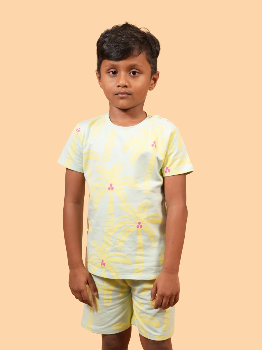 Kids Palm Tree Print Co-ord Set | 100% Cotton Loopknit | 6M–6Y