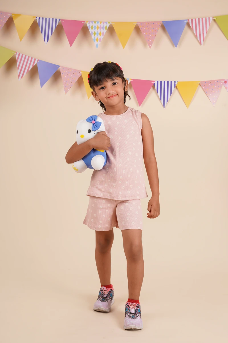 Pink Cheetah Derby Rib Sleeveless Co-ord Set