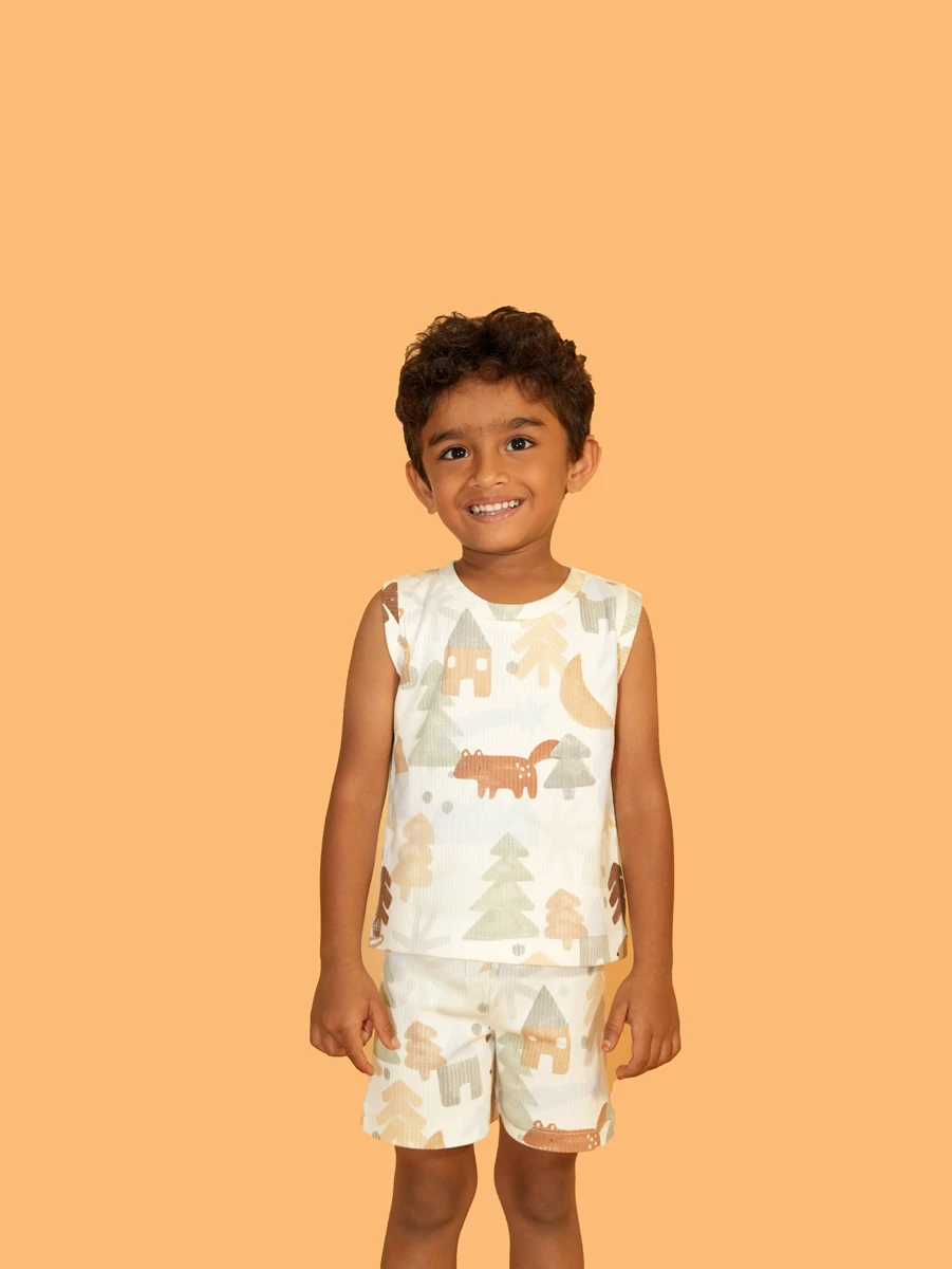 Forest Print Sleeveless Co-ord Set