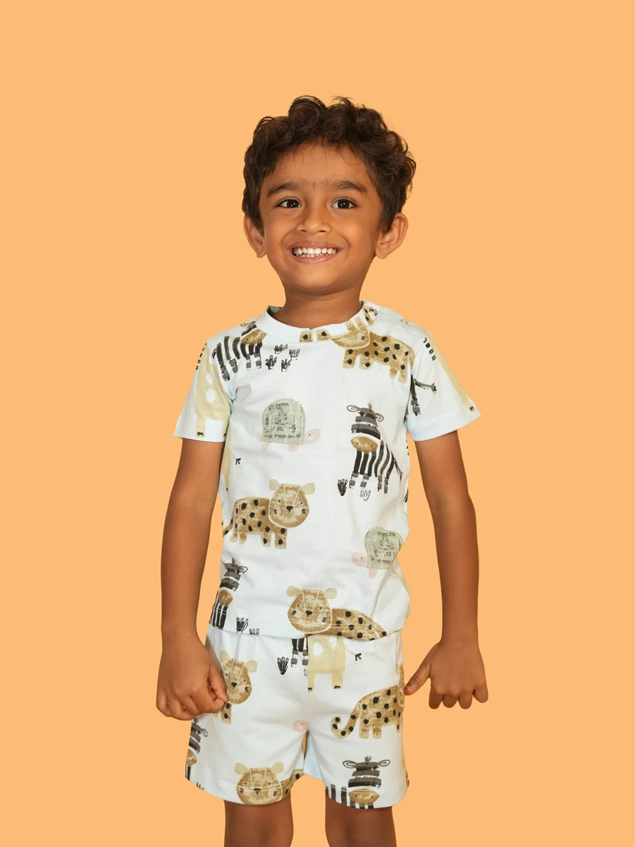 Jungle Animal Print Co-ord Set – Half Sleeves