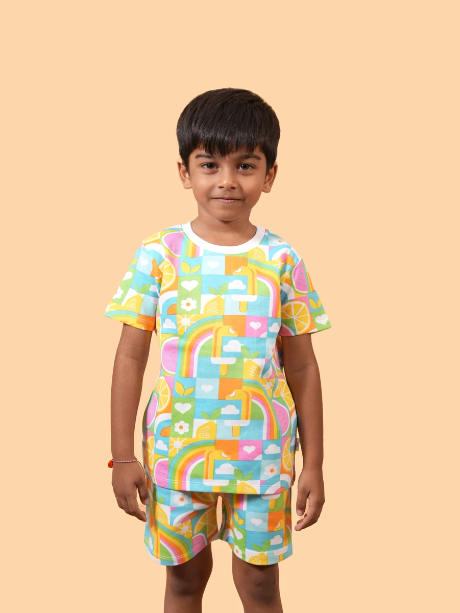 Kids Rainbow Popsicle Print Co-ord Set | 100% Cotton Loopknit | 6M–6Y