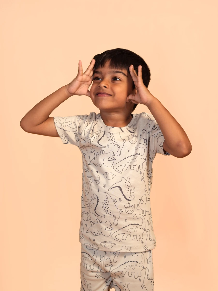 Grey All-Over Dinosaur Co-ord Set