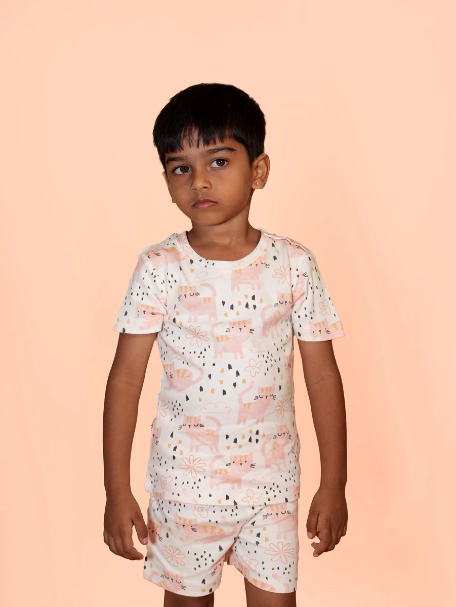 Pink Cat Printed Co-ord Set