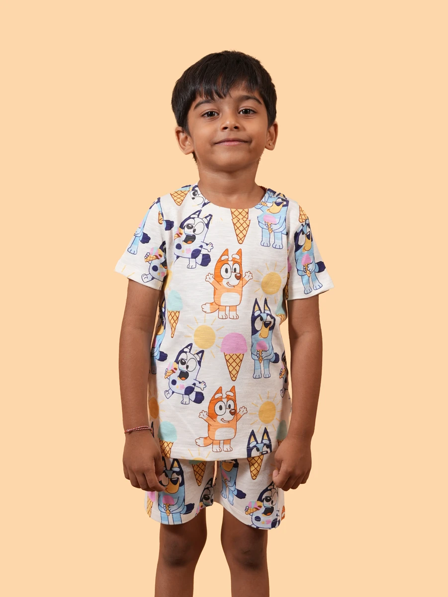 Bluey Ice Cream Print Co-ord Set | 100% Cotton Single Jersey | 6–12M to 5–6Y