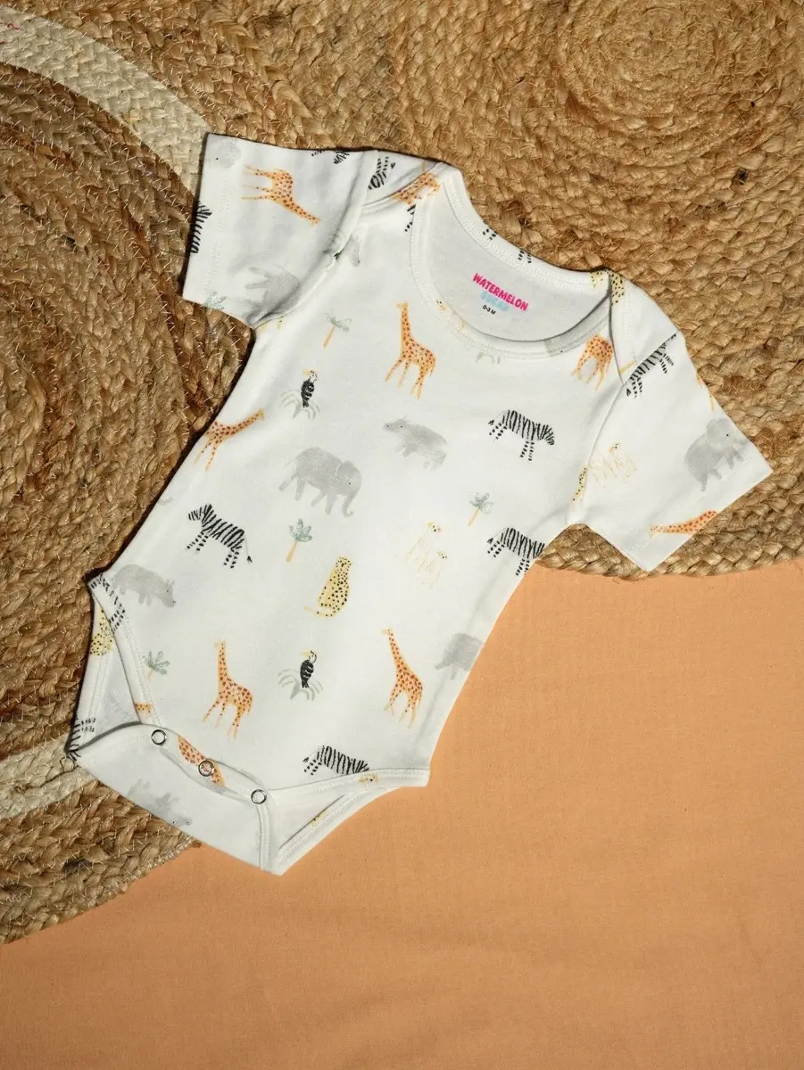 Animal Safari Print Baby Romper
