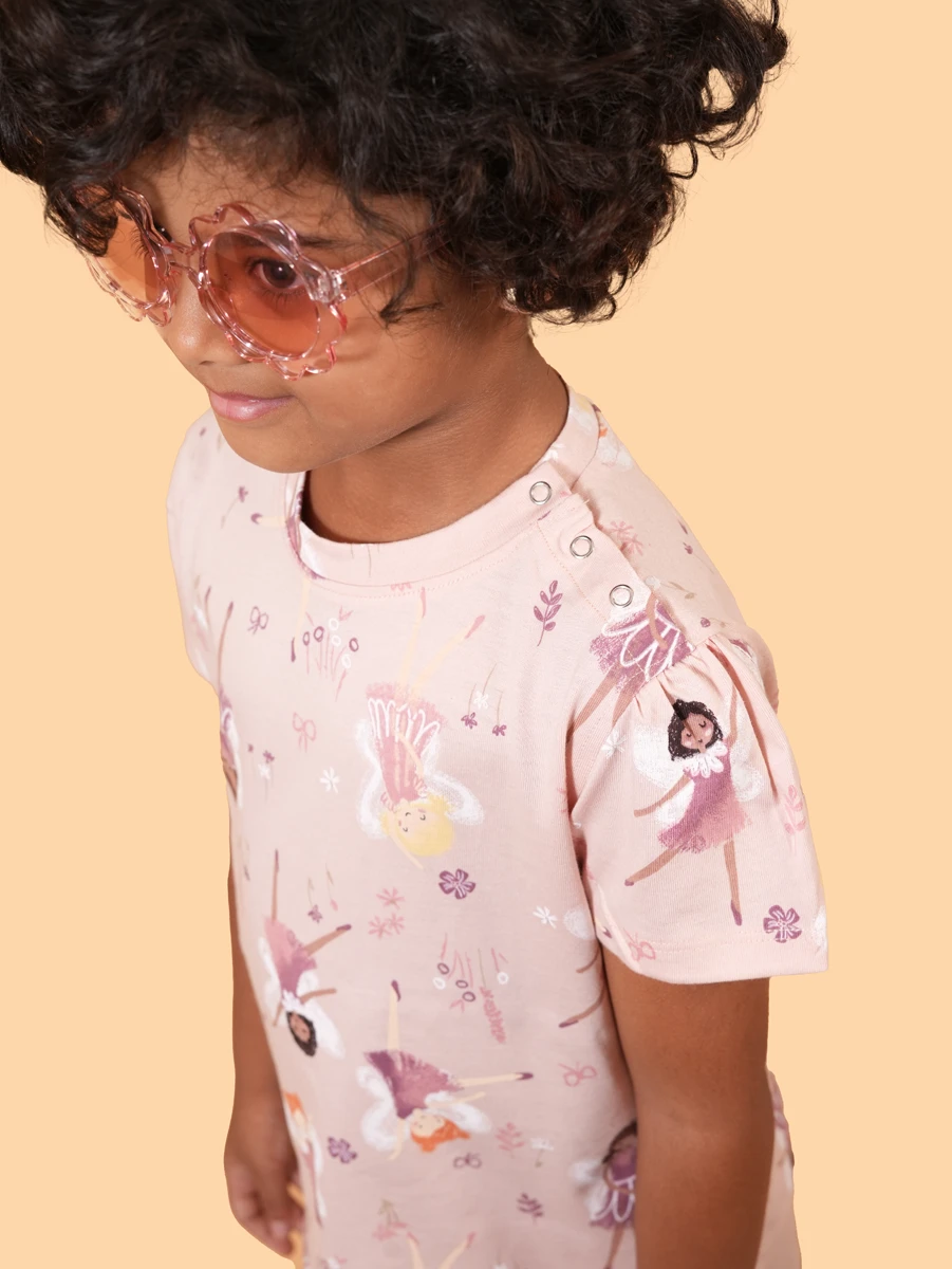 Ballet Bows Puff Sleeve Co-ord Set | 100% Cotton Single Jersey | 1–2Y to 5–6Y