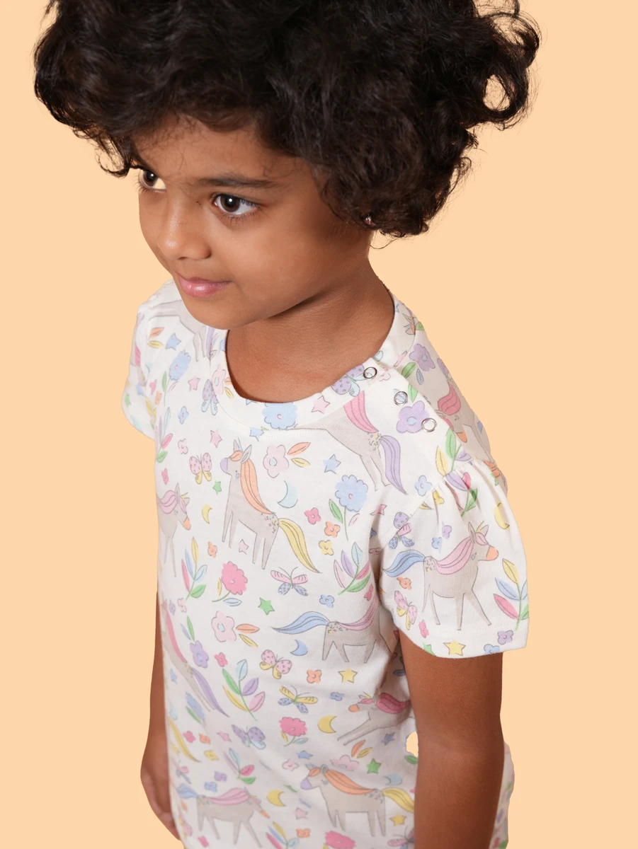 Woodland Wonders Puff Sleeve Co-ord Set | 100% Cotton Single Jersey | 1–2Y to 5–6Y