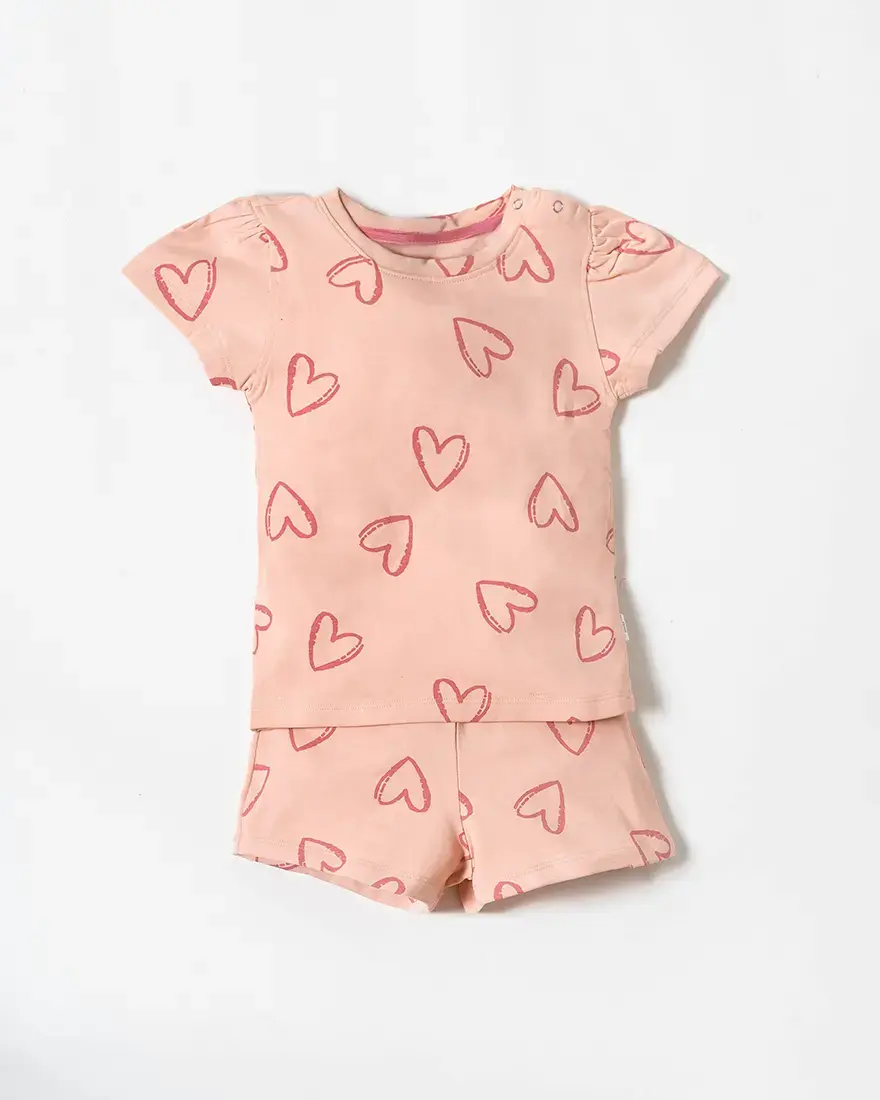 Sweet Hearts Co-ord Set – Loopknit Cotton