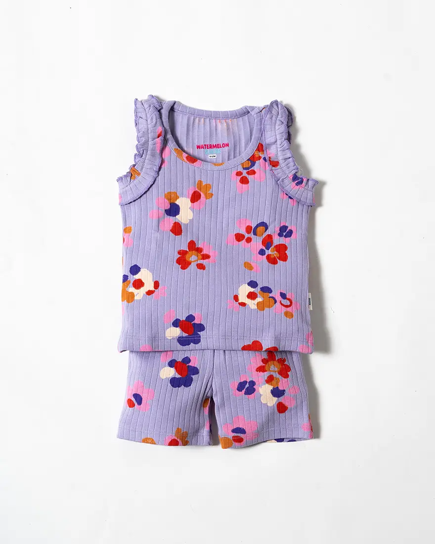 Lavender Blossom Frill Sleeveless Co-ord Set