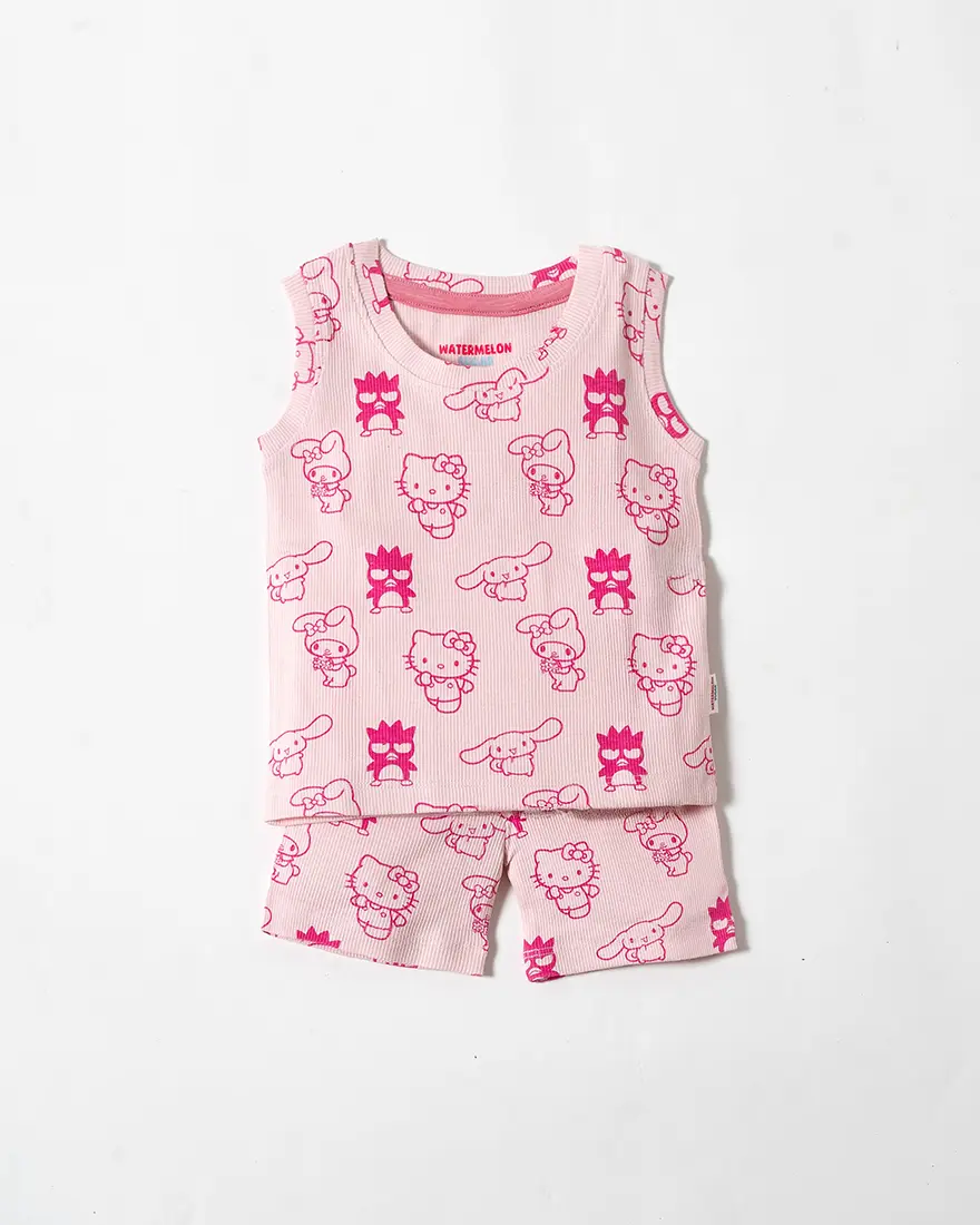 Candy Pink Friends Sleeveless Co-Ord Set