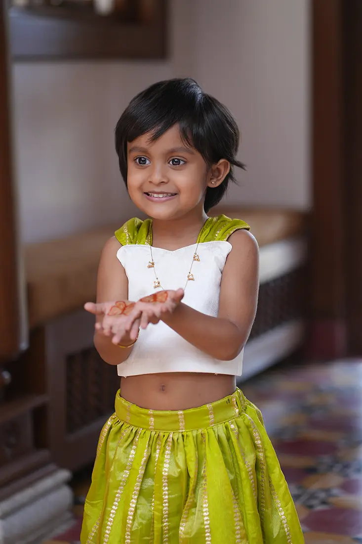 Grace Crop Top & Green Festive Skirt Set